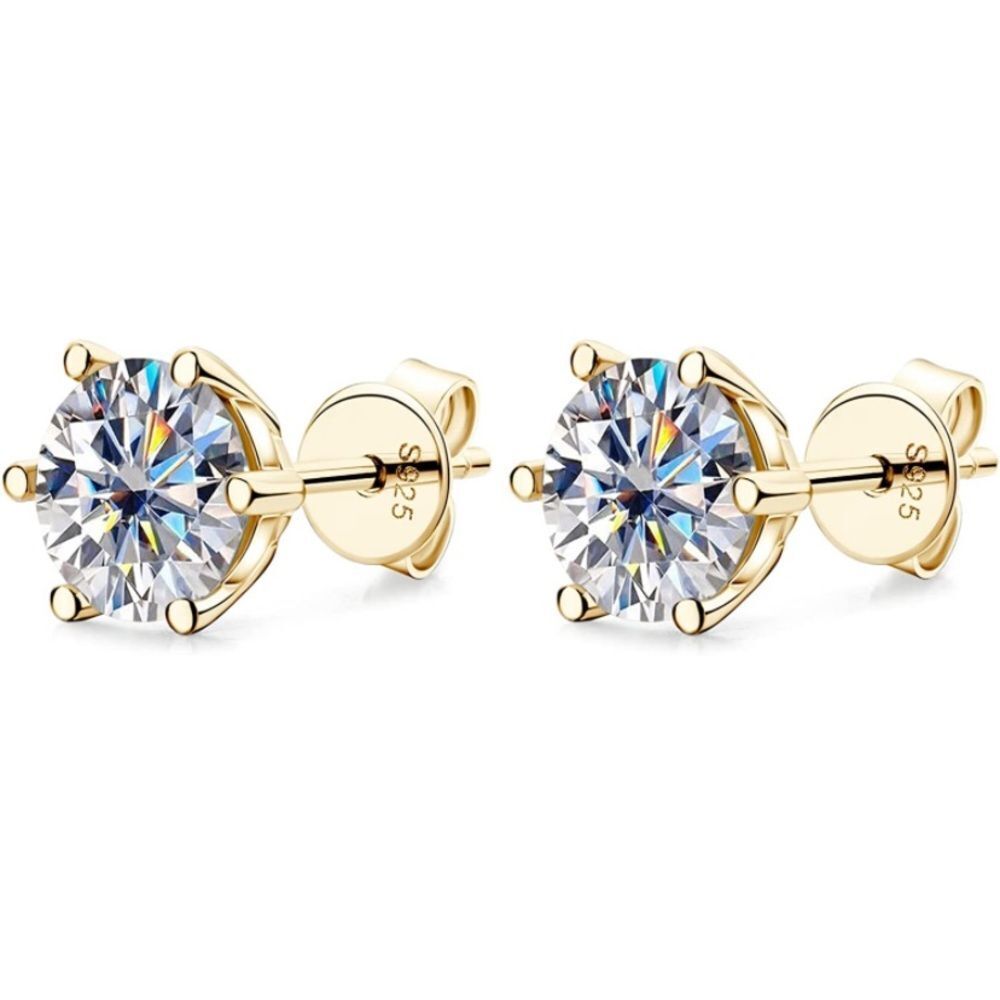 2 cttw Round Diamond Moissanite 18k Solitaire Earrings